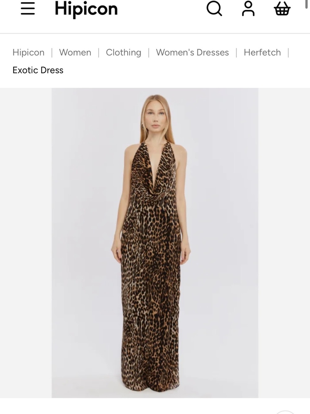 HERFETCH Leopard-Print Halter Maxi Dress in Brown and Black